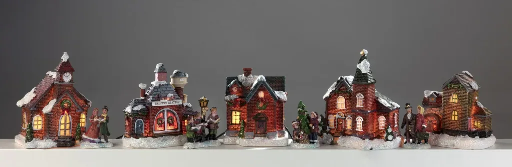 Weihnachtsdorf Set mit Beleuchtung - 9-teilig