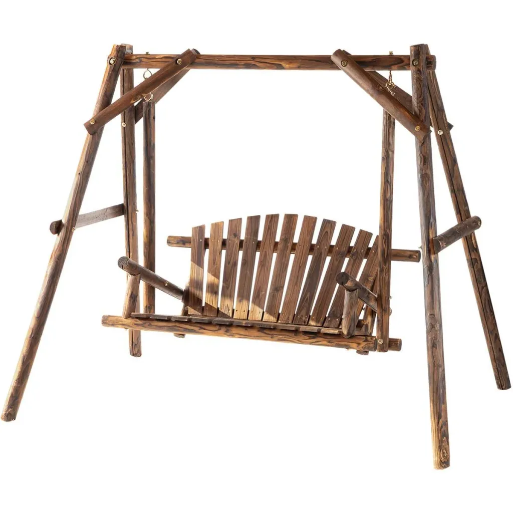 Hollywoodschaukel Massivholz, 187 x 137 x 170 cm, Braun