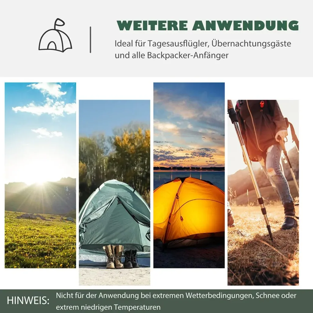 Campingzelt für 3-4 Personen grün/gelb