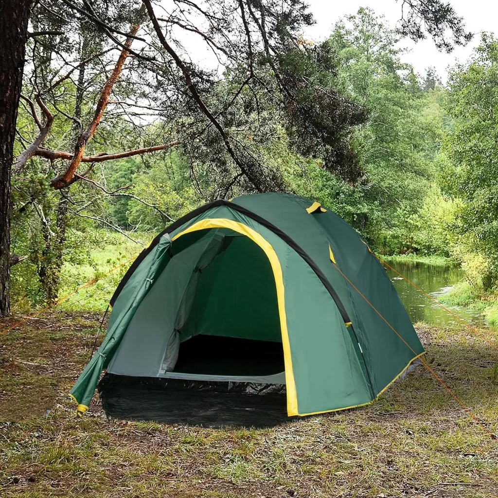 Campingzelt für 3-4 Personen grün/gelb
