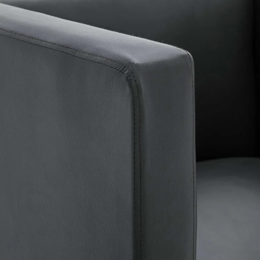 Sessel Würfel Kunstleder grau