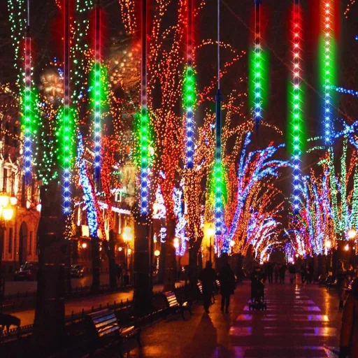 Lichterketten - Weihnachtsbeleuchtung - Eiszapfenbeleuchtung - Lichtvorhang - Weihnachten - Farbig