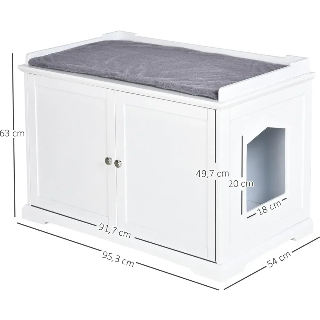 2in1 Katzentoilette mit Schublade und Deckel Weiß+Grau