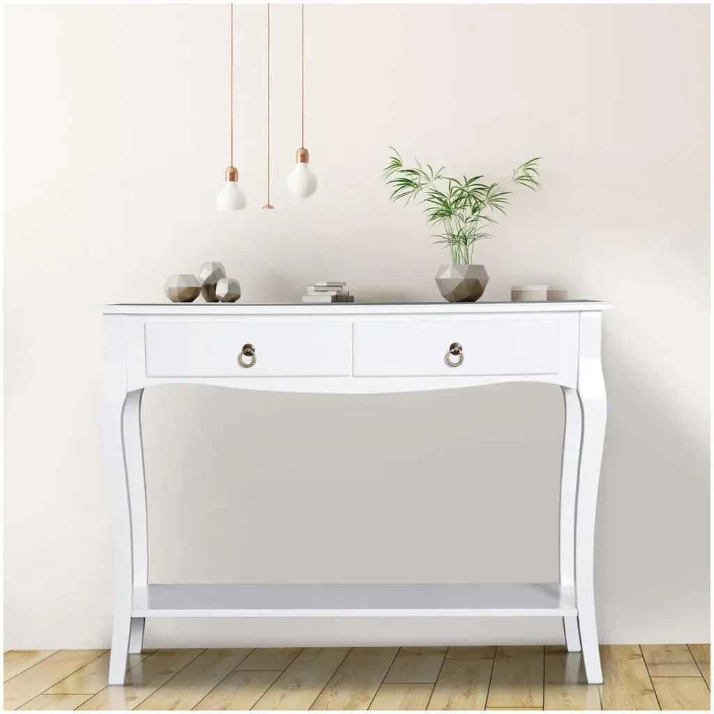 Konsolentisch Konsole Sideboard mit 2 Schubladen Weiß