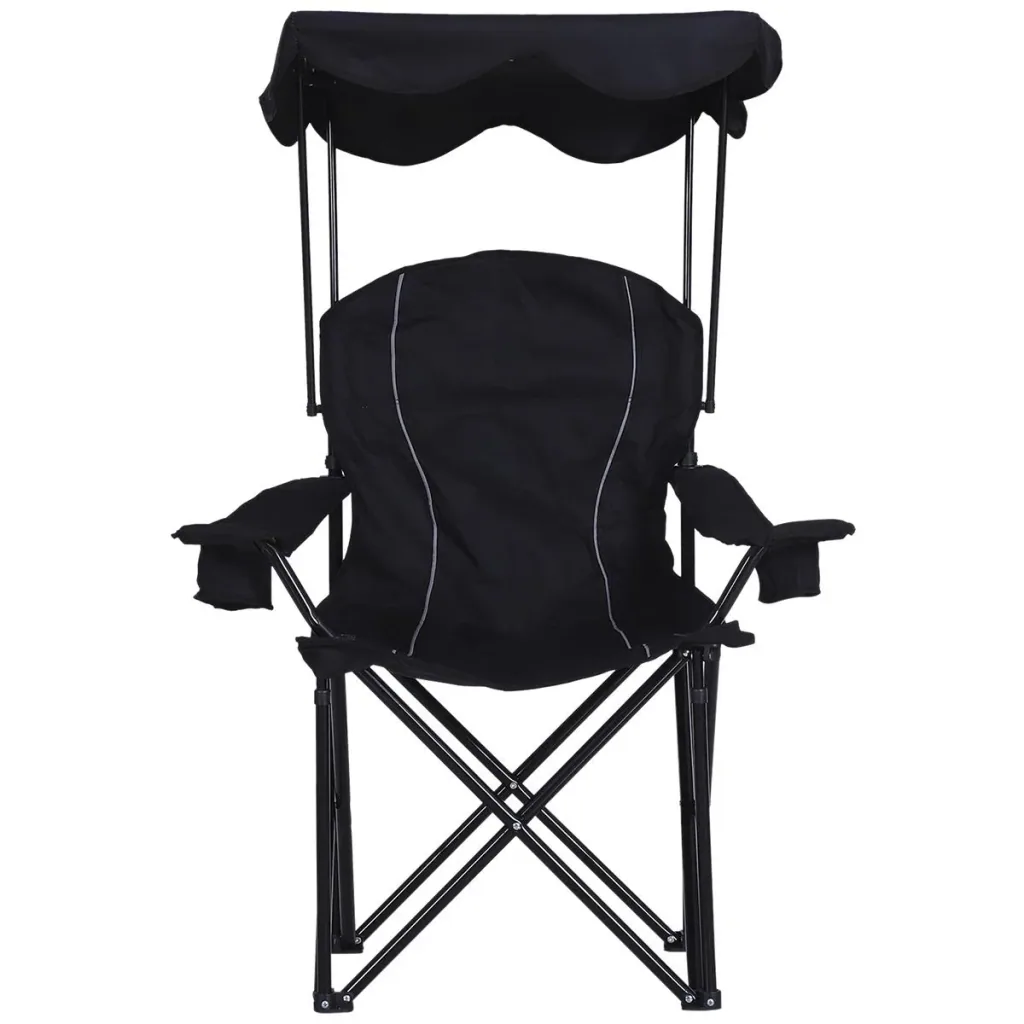 Campingstuhl mit Sonnenschutz schwarz