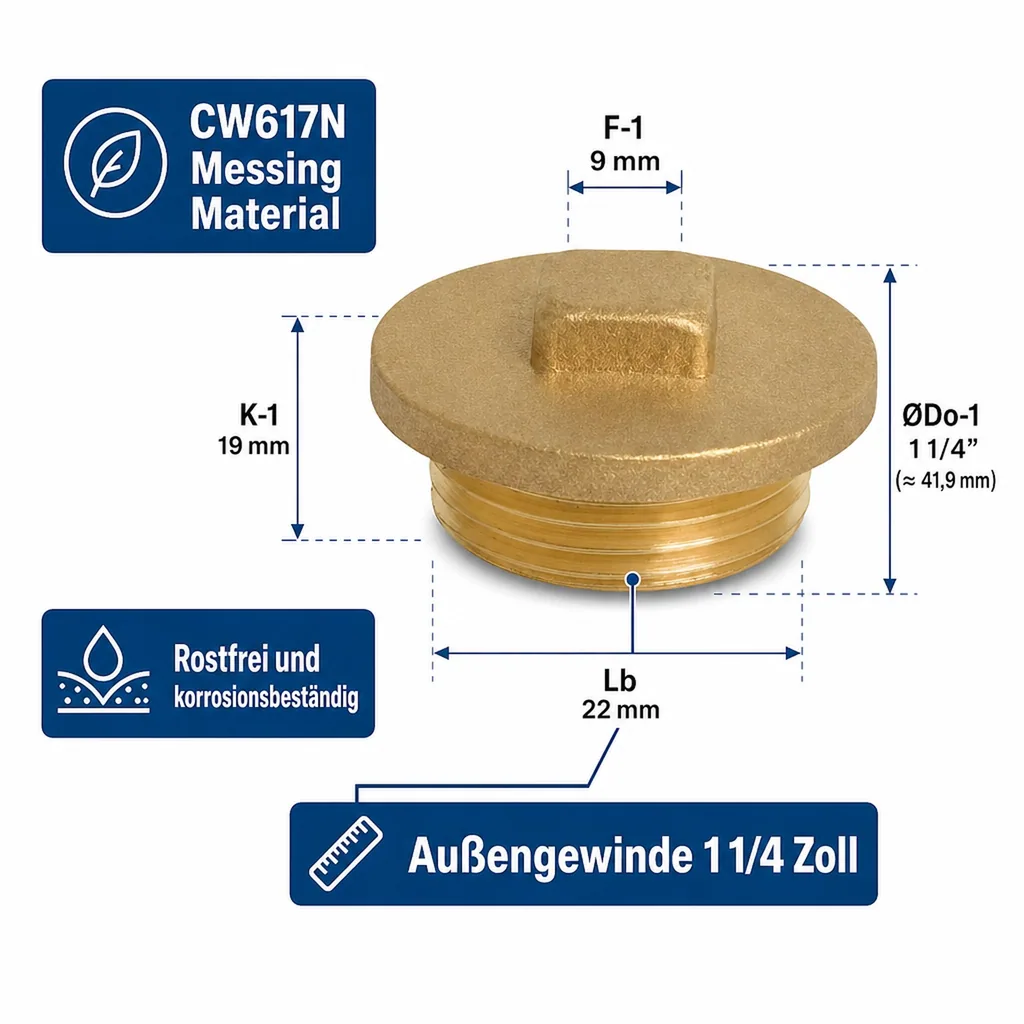 Gewindefitting Messing Stopfen 1 1/4" AG