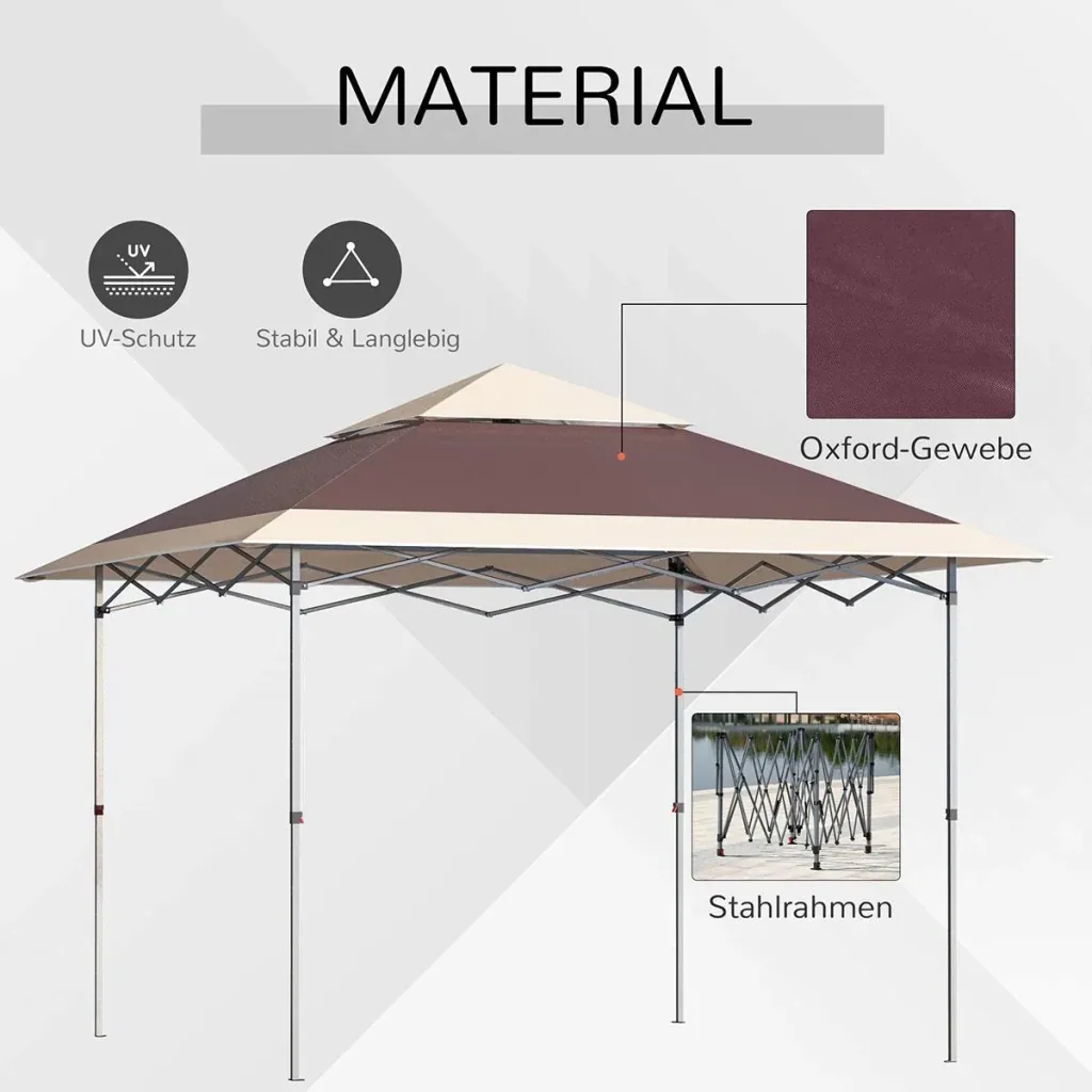 Gartenpavillon Pavillon Festzelt Partyzelt wetterfest Zelt mit Moskitonetz Metall + Polyester Grau 3 x 3 m
