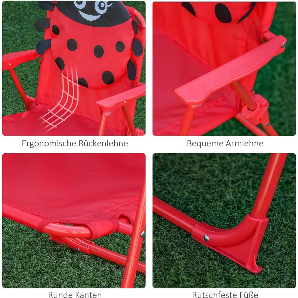 4tlg. Kindersitzgruppe Garten Gartentisch 2 Klappstühle Sonnenschirm Camping Kindersitzgarnitur Gartenmöbel für 3-5 Jahr