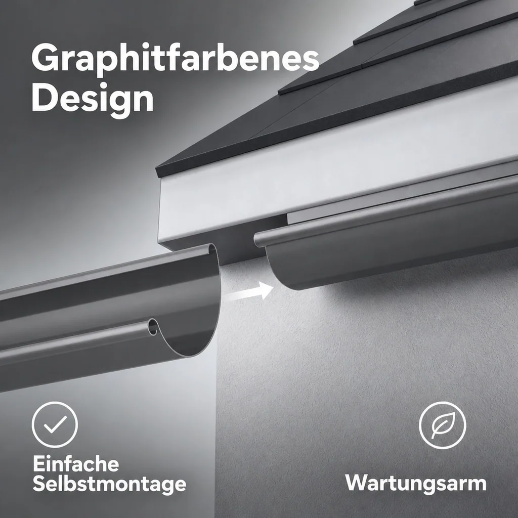 Regenrinne 2m graphit, Dachrinne System 100