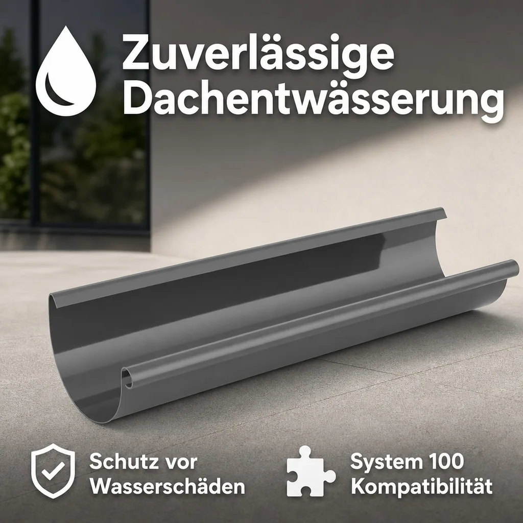Regenrinne 2m graphit, Dachrinne System 100