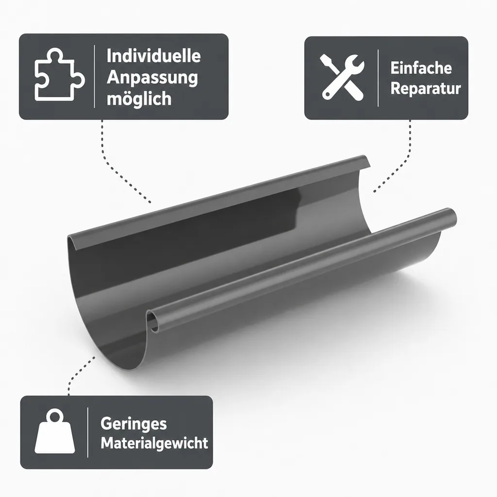 Regenrinne 2m graphit, Dachrinne System 100