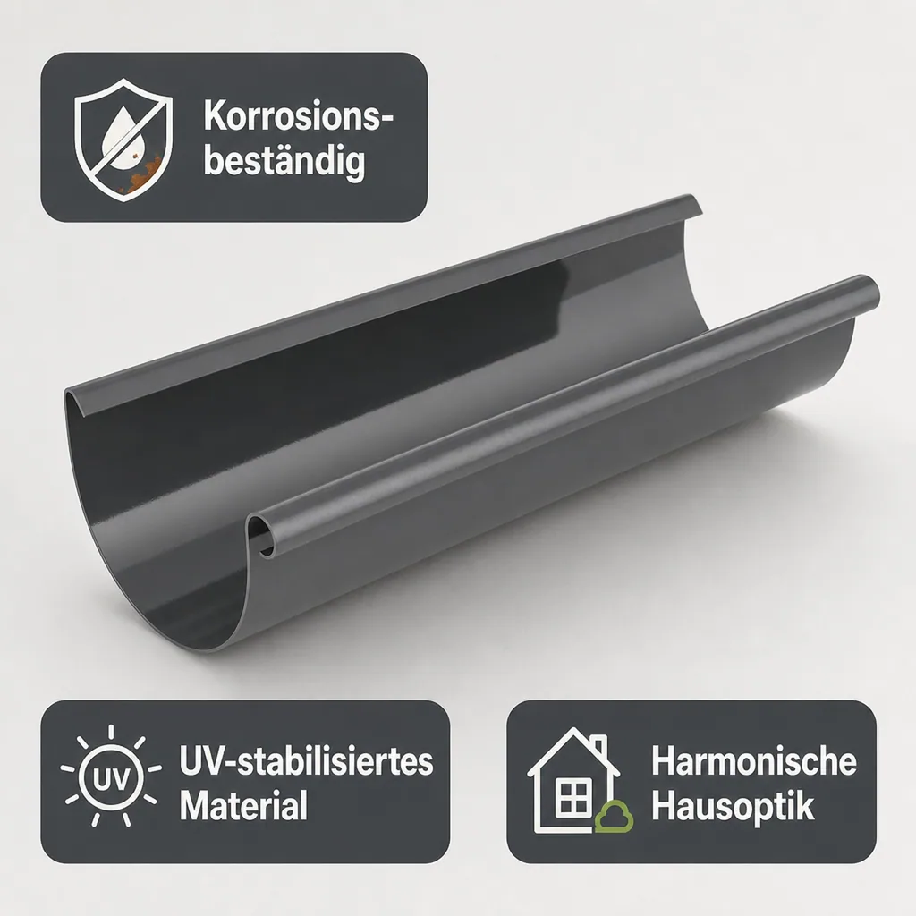 Regenrinne 2m graphit, Dachrinne System 100