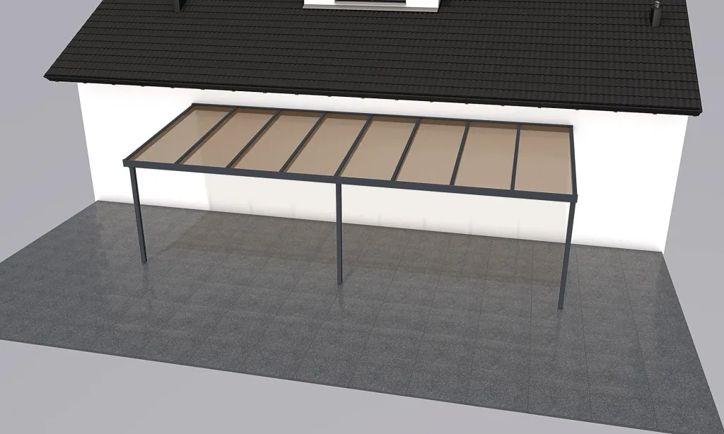 Terrassendach Premium, anthrazit, 8125 x 3060 mm - Acryl Stegplatten 16mm, bronze