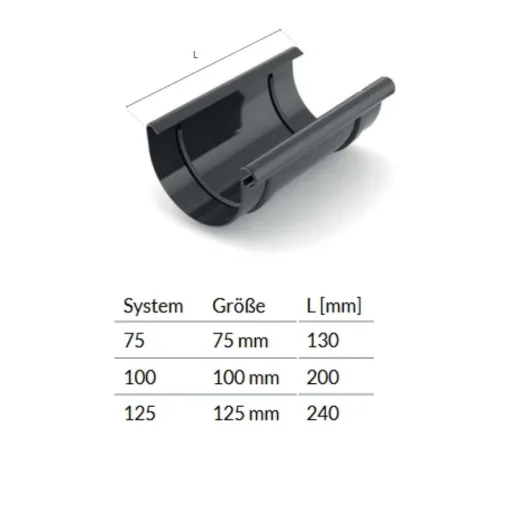 Rinnenverbindung braun System 100, Regenrinne, Dachrinne, Rinnenverbinder