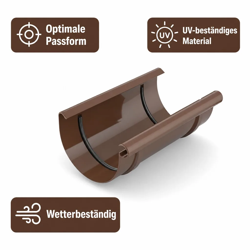 Rinnenverbindung braun System 100, Regenrinne, Dachrinne, Rinnenverbinder