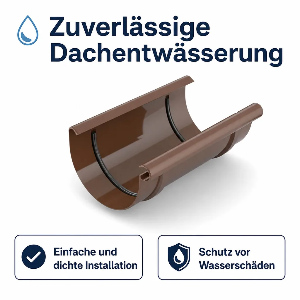 Rinnenverbindung braun System 100, Regenrinne, Dachrinne, Rinnenverbinder