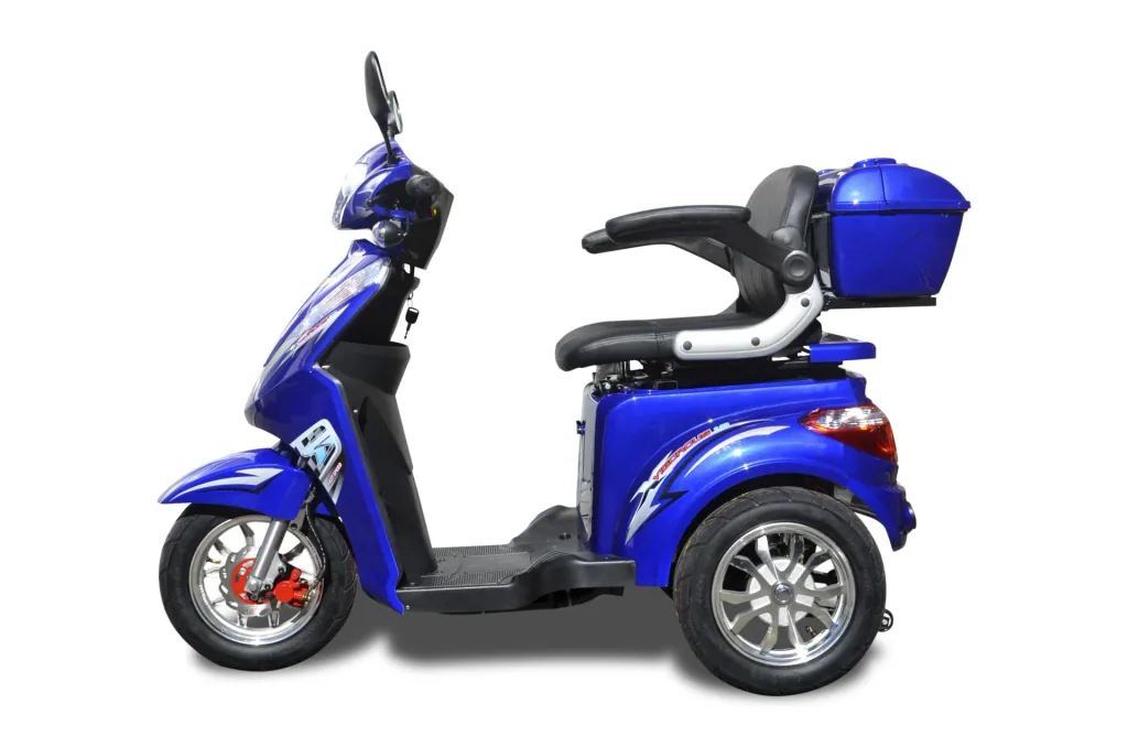 Elektro Dreirad blau - herausnehmbarer Li-Io Akku 20 Ah - 25 km/h - Seniorenmobil