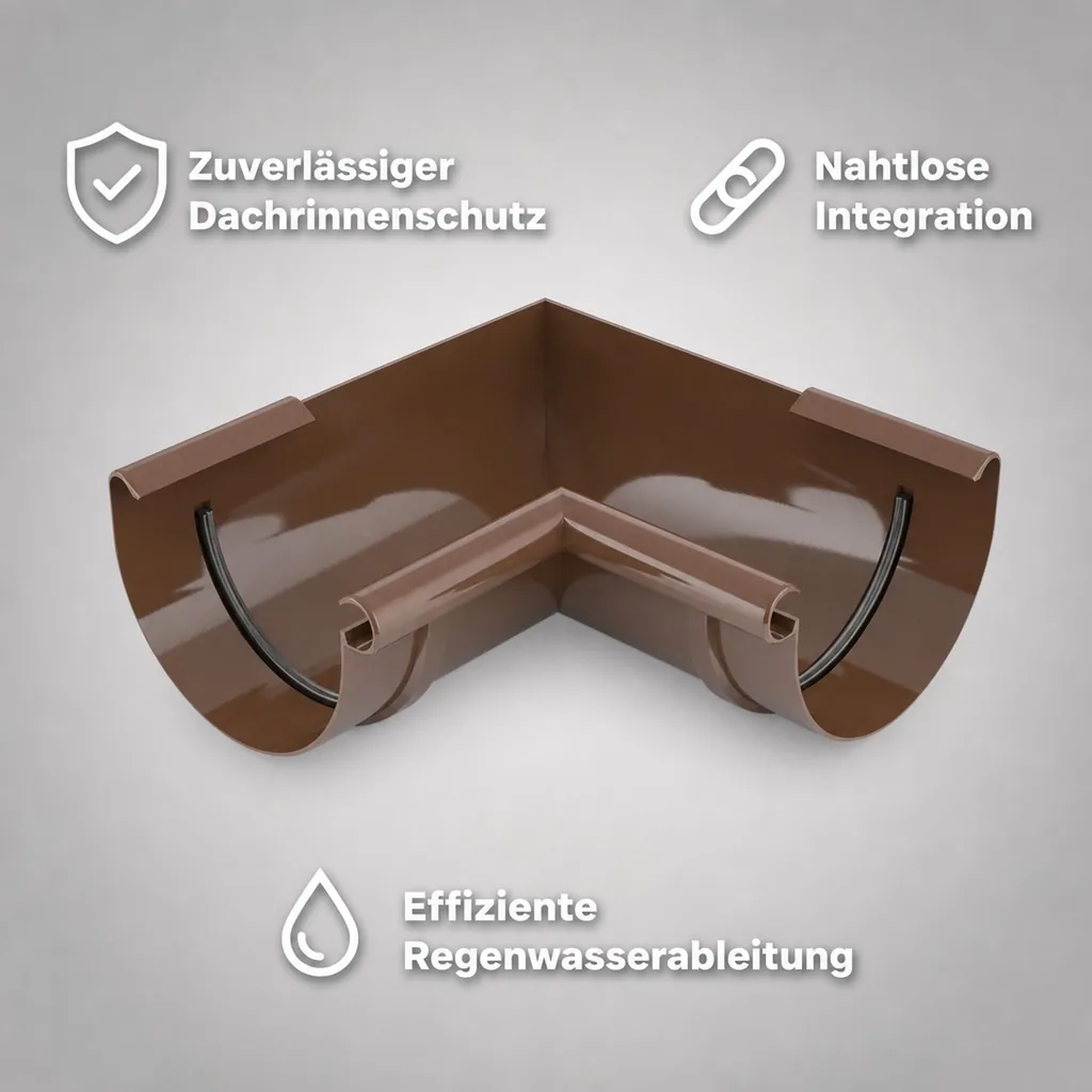 Regenrinne Eckstück braun, Dachrinnen Innenecke 90 Grad, System 100