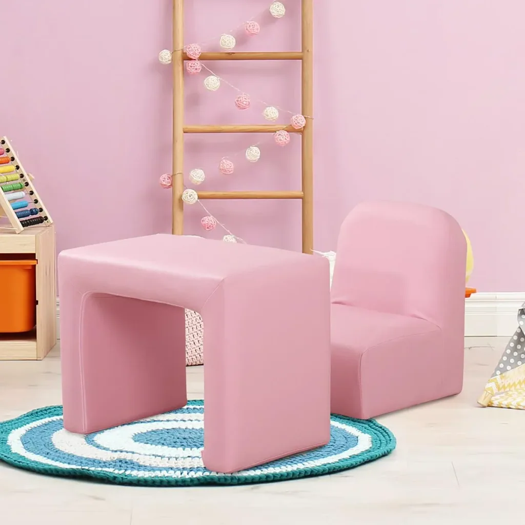 2 in 1 Kindersofa Tisch und Stuhl Rosa