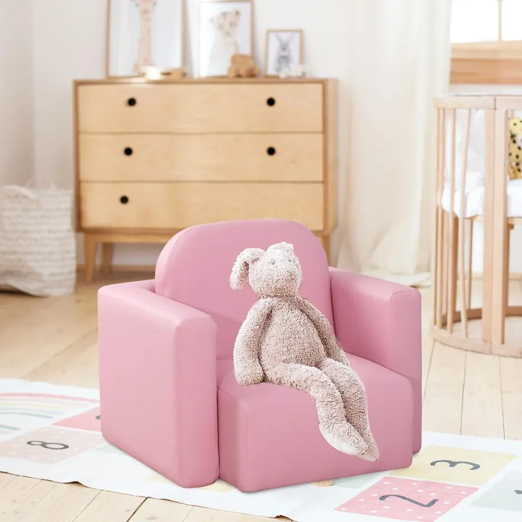 2 in 1 Kindersofa Tisch und Stuhl Rosa