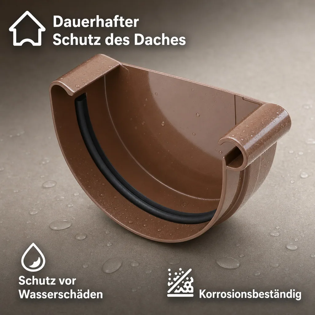 Dachrinne braun, Rinnenkappe rechts, Rinnensystem 100