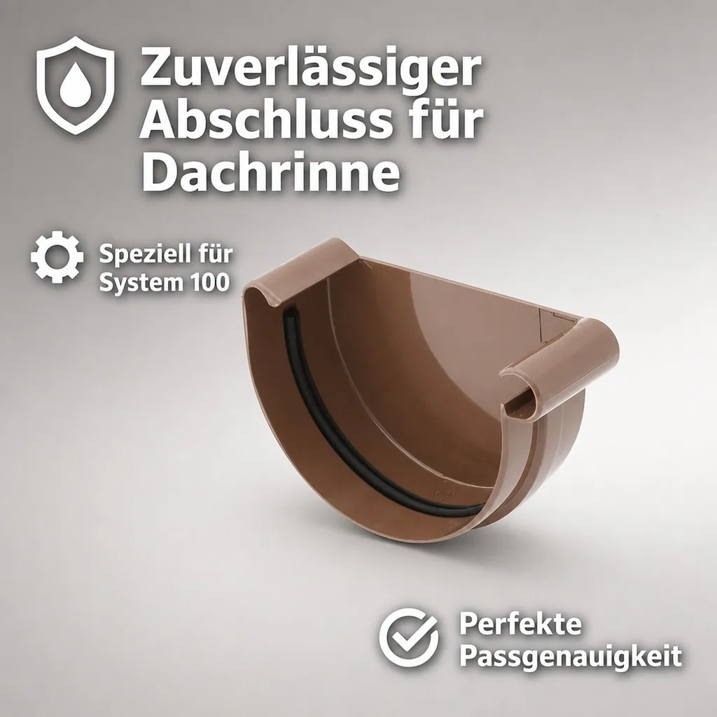 Dachrinne braun, Rinnenkappe rechts, Rinnensystem 100