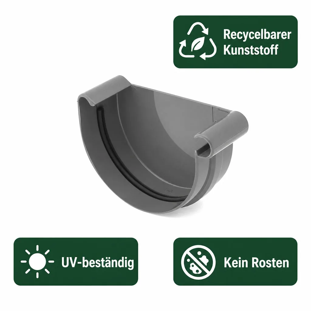 Regenrinnen Zubehör, Rinnenkappe graphit rechts, System 100