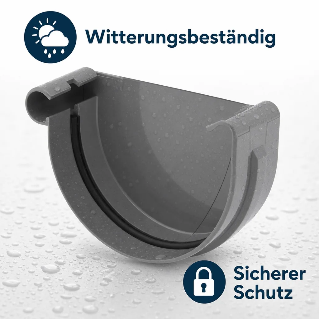 Regenrinnen Zubehör, Rinnenkappe links graphit, System 100