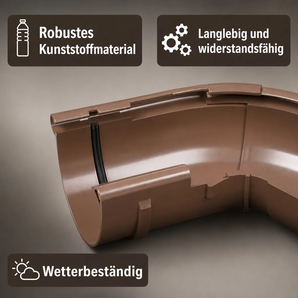 Regenrinne Eckstück, Außenecke, braun, einstellbarer Winkel 120-145°, System 100