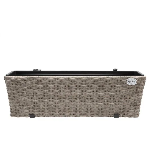 2x Rattan Balkonpflanzer creme