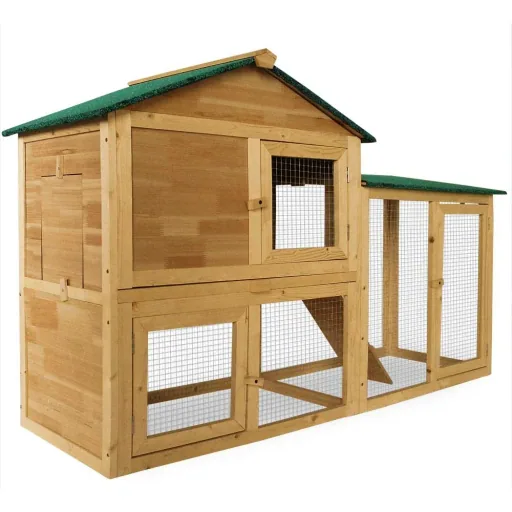 Kaninchenstall 204 x 45 x 84 mit 2 Etagen