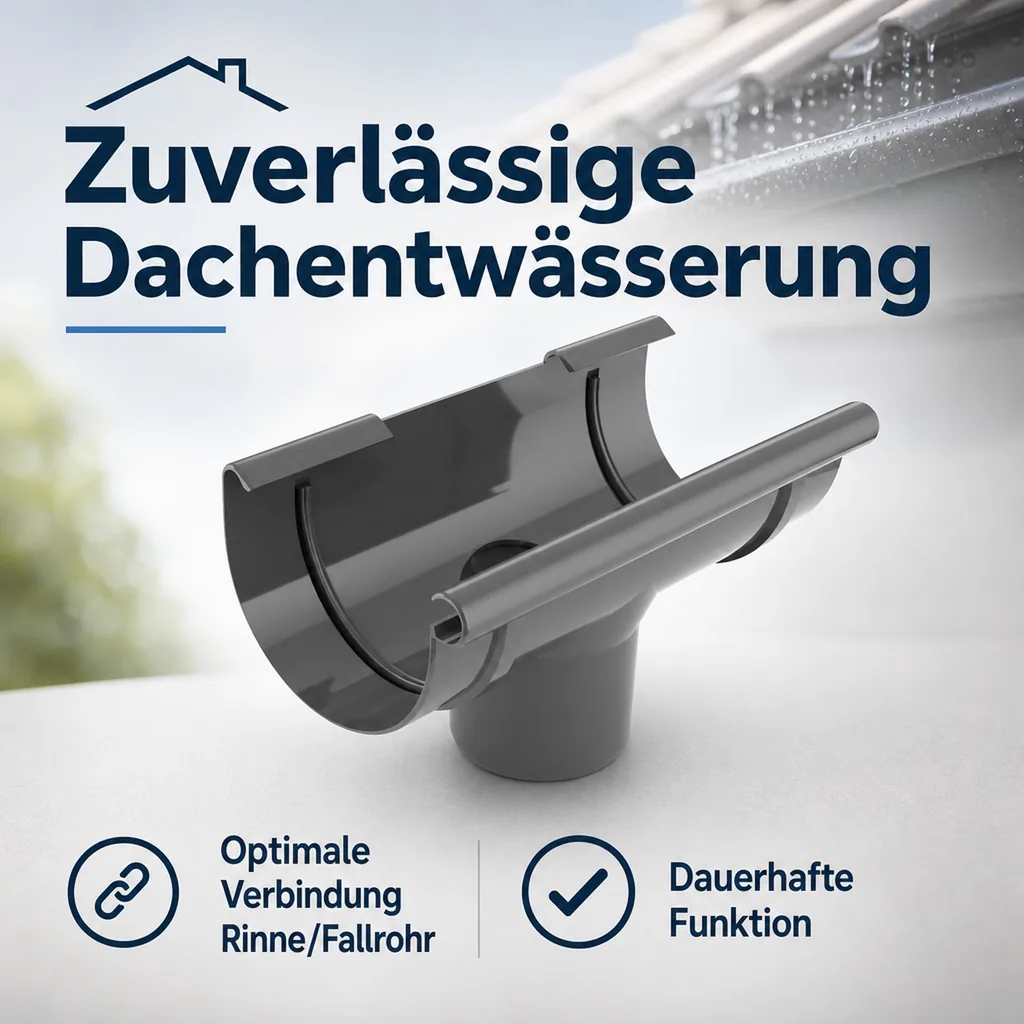 Regenrinnenstutzen graphit, System 125/90, Dachrinnenstutzen
