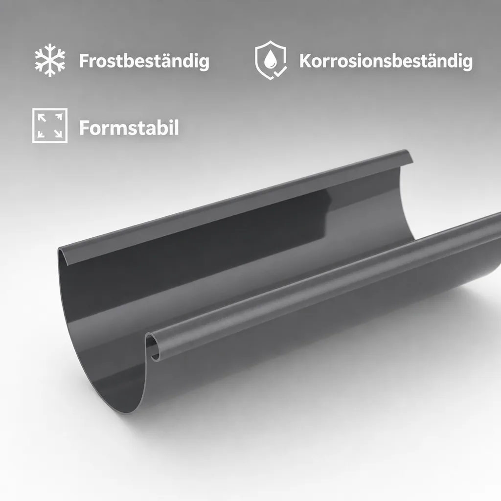 Regenrinne 2m graphit, Dachrinnensystem, Kunststoff Regenrinne, System 125