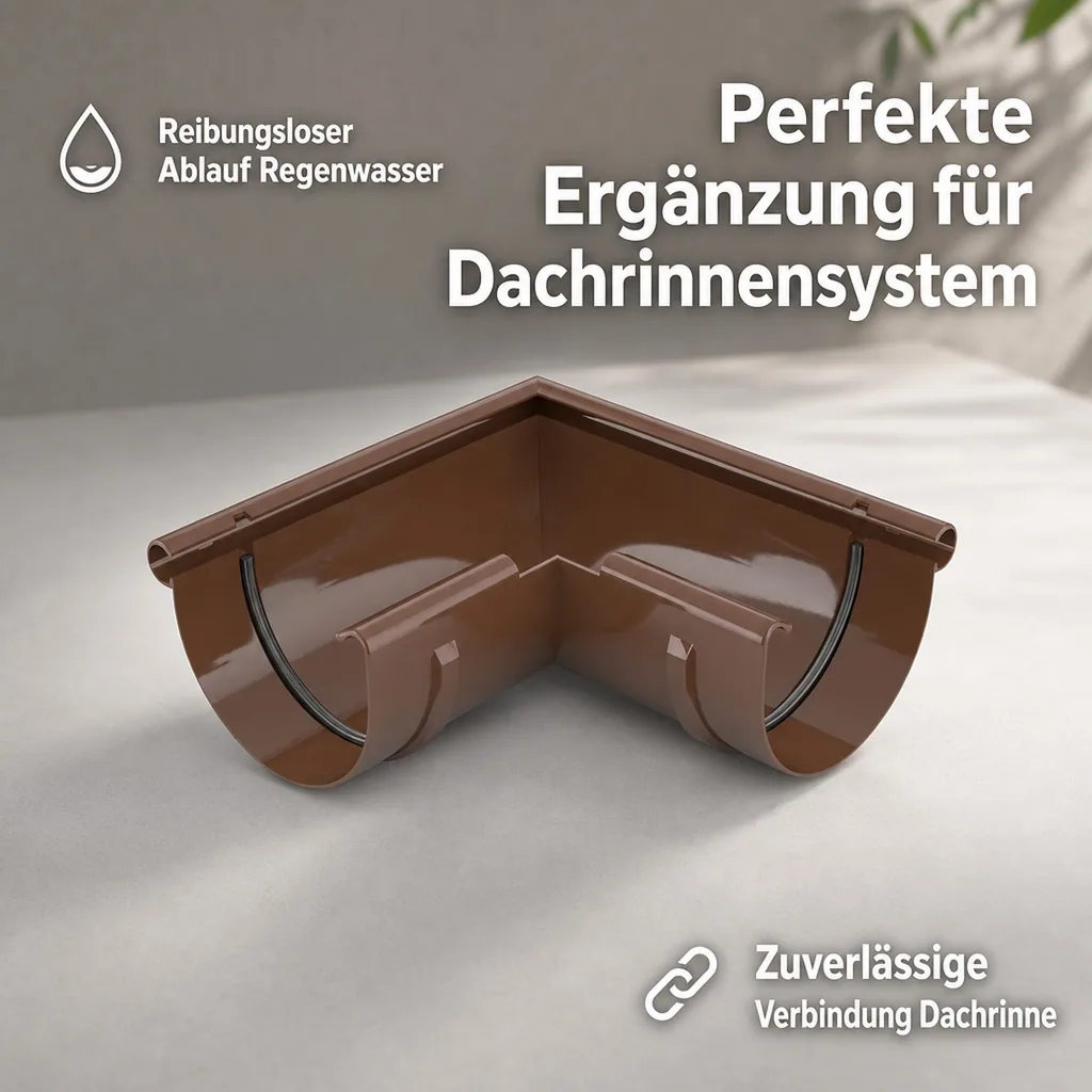 Regenrinne Eckstück, Aussen 90°, braun, System 125