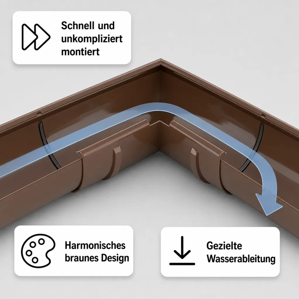 Regenrinne Eckstück, Aussen 90°, braun, System 125