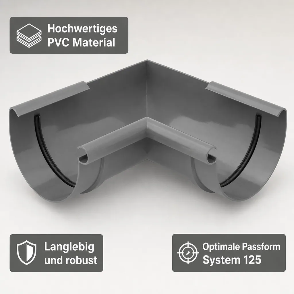 Regenrinne Eckstück Innen 90° graphit, System 125