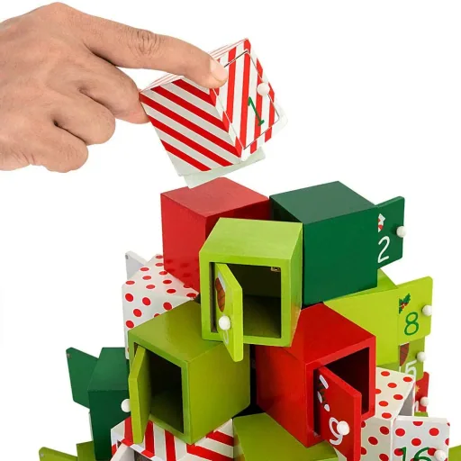 Adventskalender aus Holz - Grün Rot