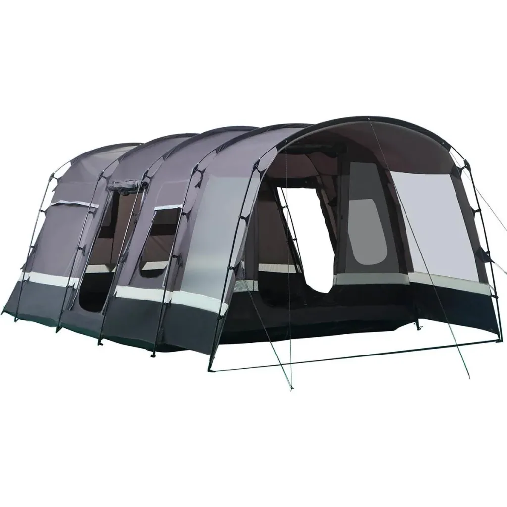 Campingzelt für 8 Personen - 4 Fenster - wasserdicht - Stahl/Polyester - Grau - 5,8 x 3,2 x 2,15 m