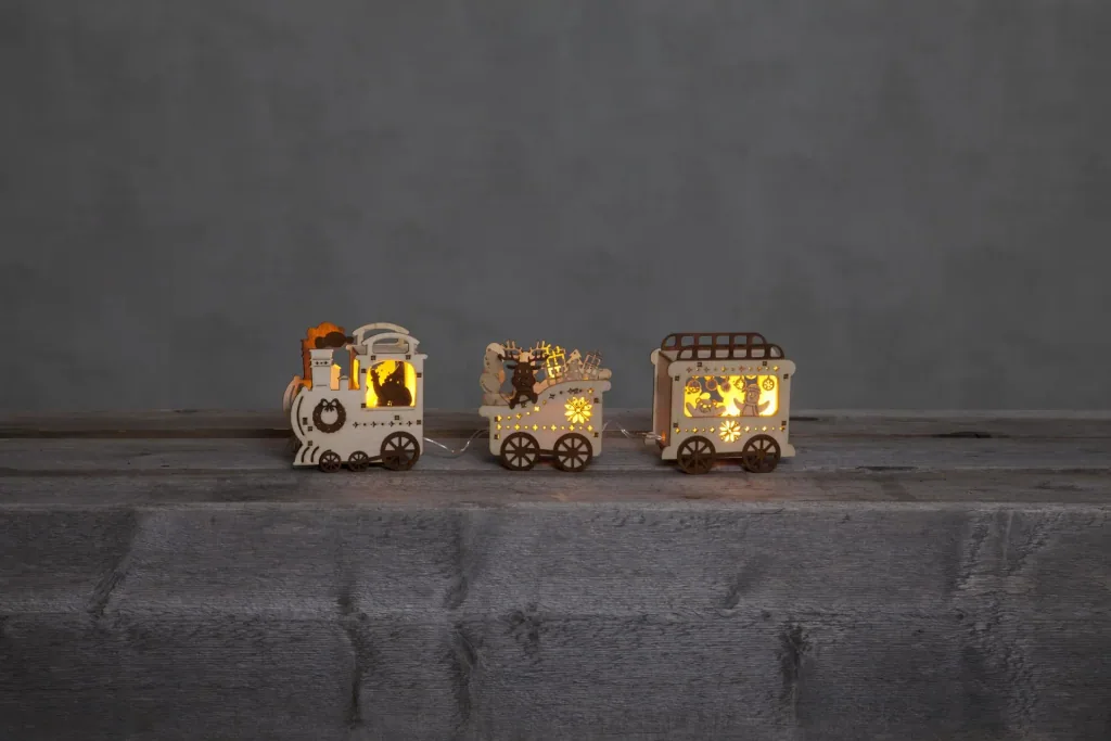 LED-Weihnachtszug mit Beleuchtung, Holzoptik