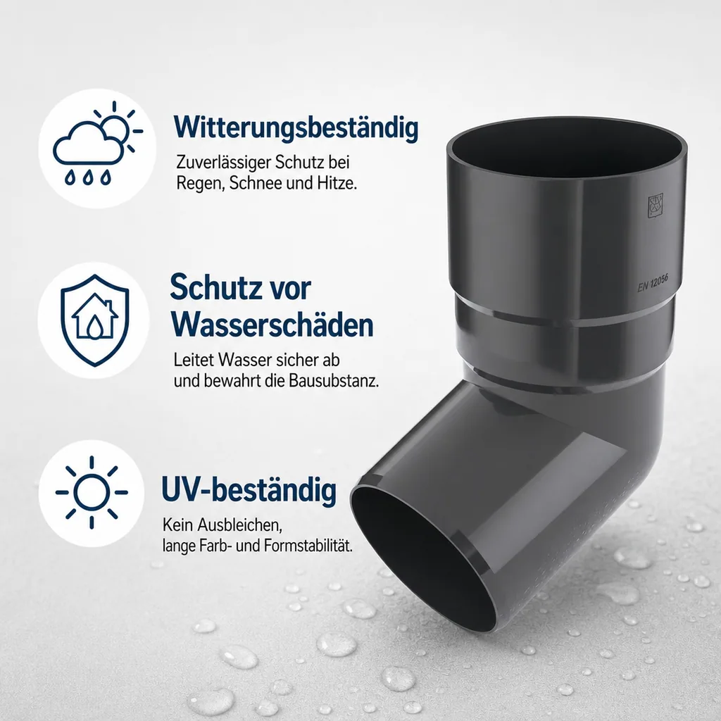 Regenrinne, Dachrinnenbogen 67,5°, Graphit, System 90