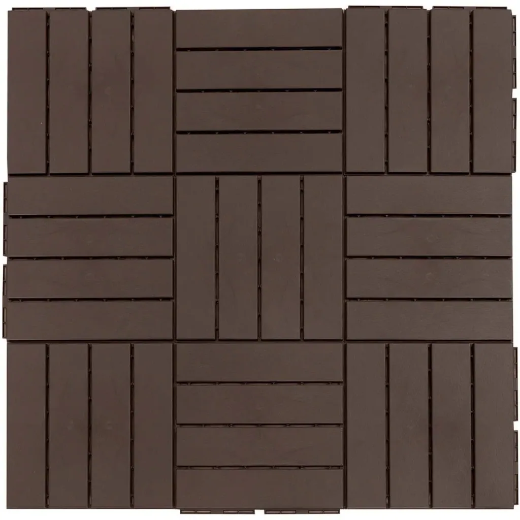 Satz von 9 Bodenfliesen, Klickmechanismus, Holzmaserung, braun, 30 x 30 x 2 cm (Größe pro Fliese)