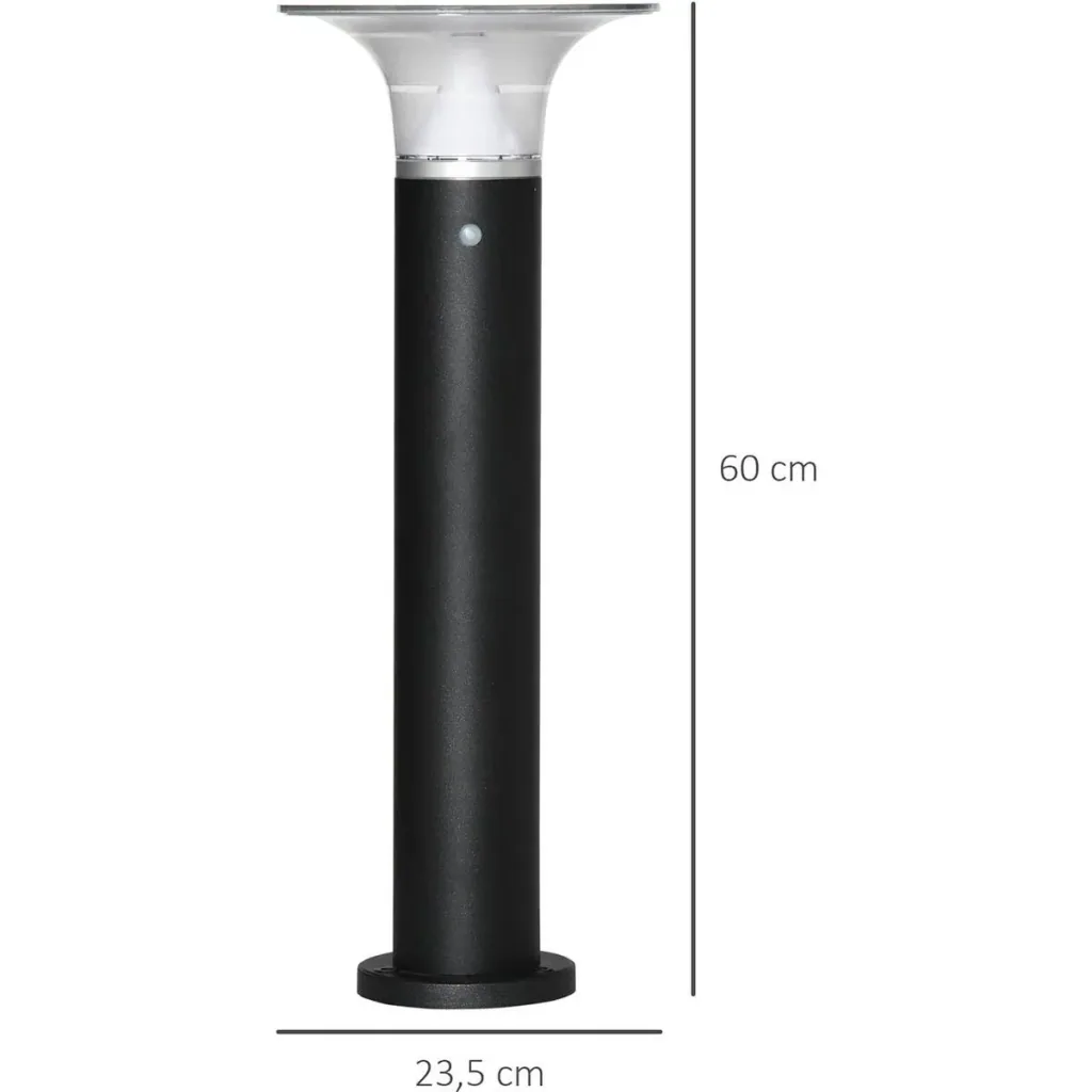 Gartenlampe mit Solarpanel, schwarz 23,5 cm x 60 cm