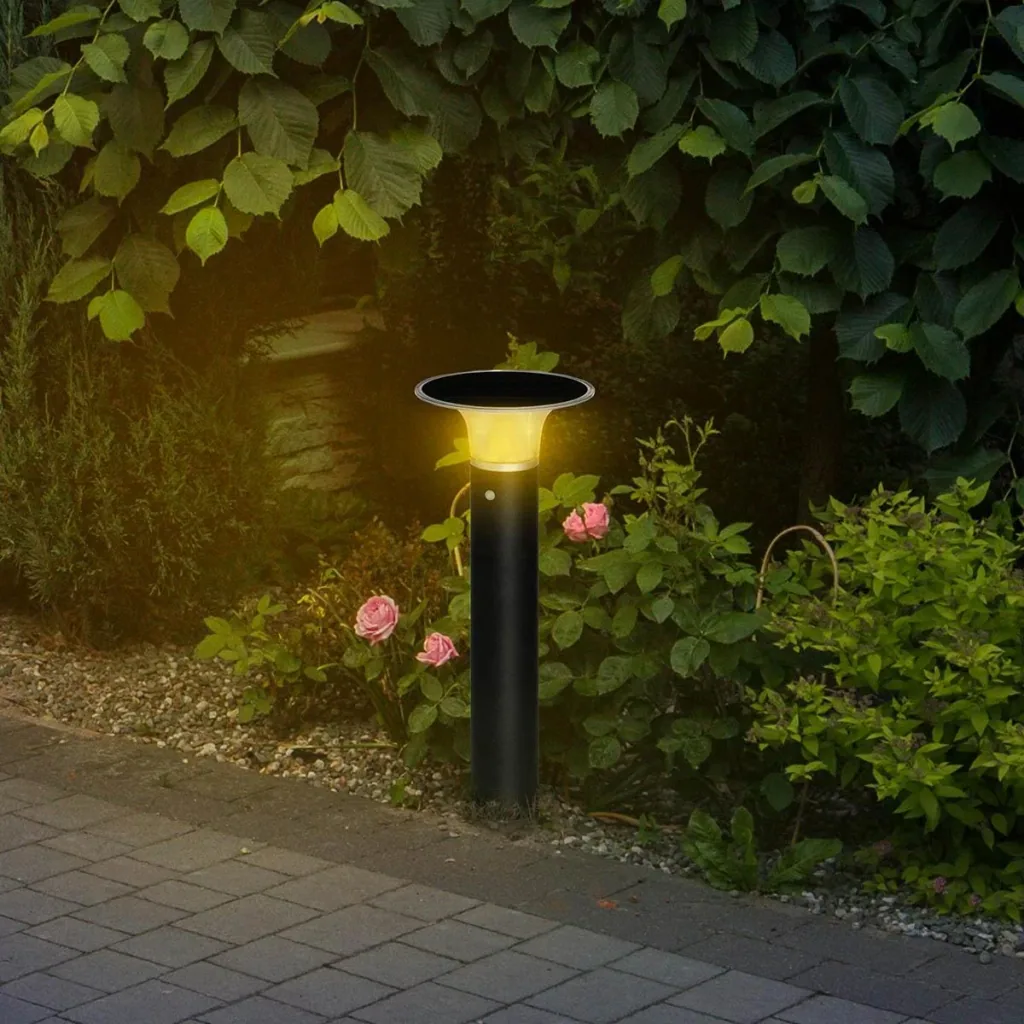 Gartenlampe mit Solarpanel, schwarz 23,5 cm x 60 cm