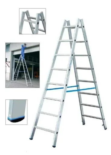 Alu Sprossen Doppelleiter 2 x 8 Sprossen Leiter