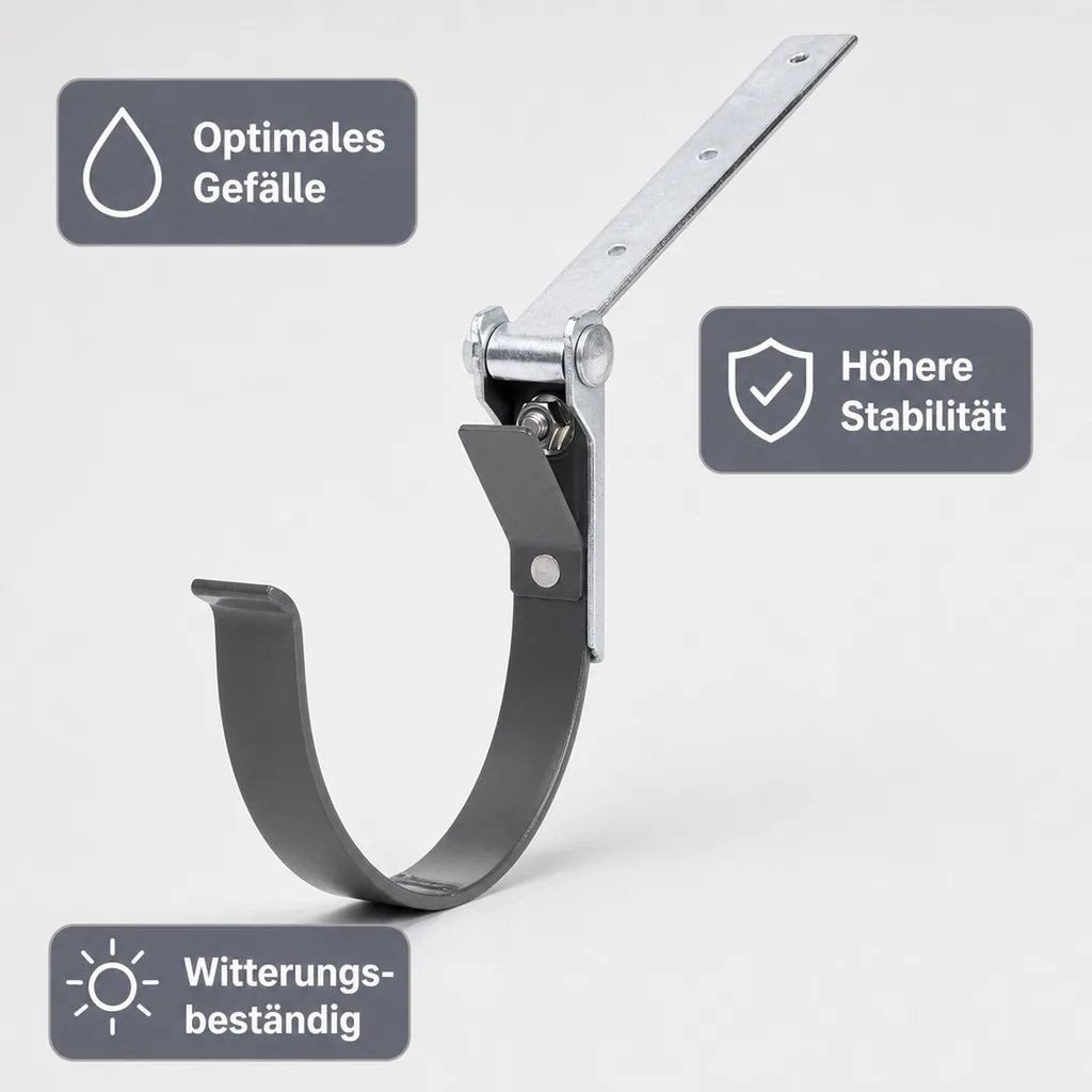 Rinneneisen, Metall, einstellbar, graphit, System 125, Dachrinnenhalter