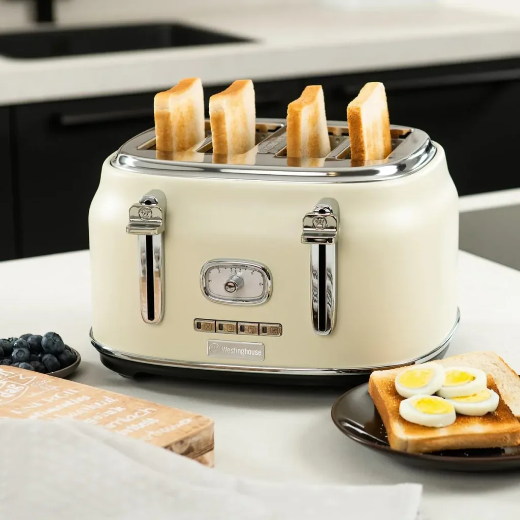 Retro-Toaster - 4-Scheiben-Toaster - Weiß