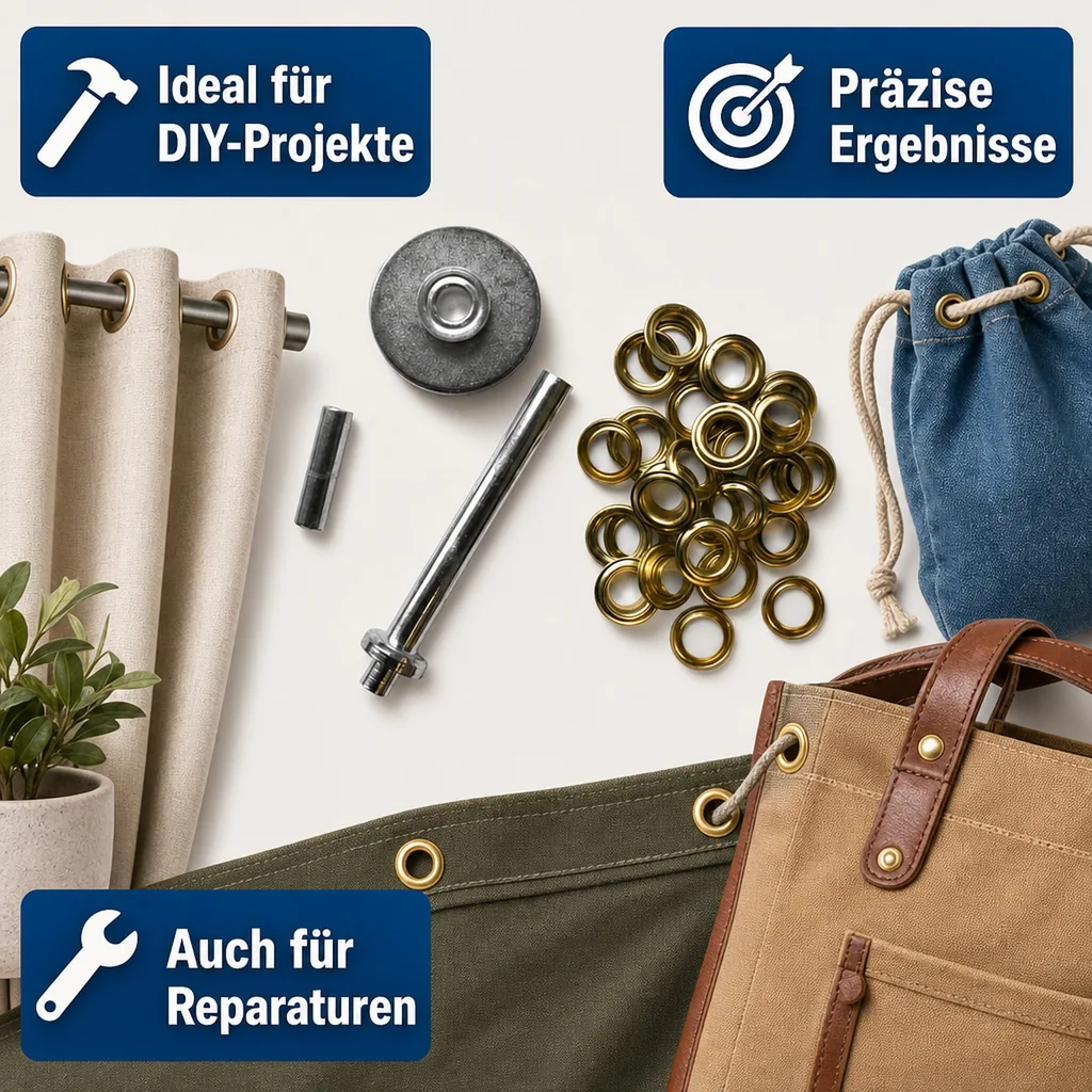 Ösen Set mit Stanzwerkzeug, 11mm, 15-teilig