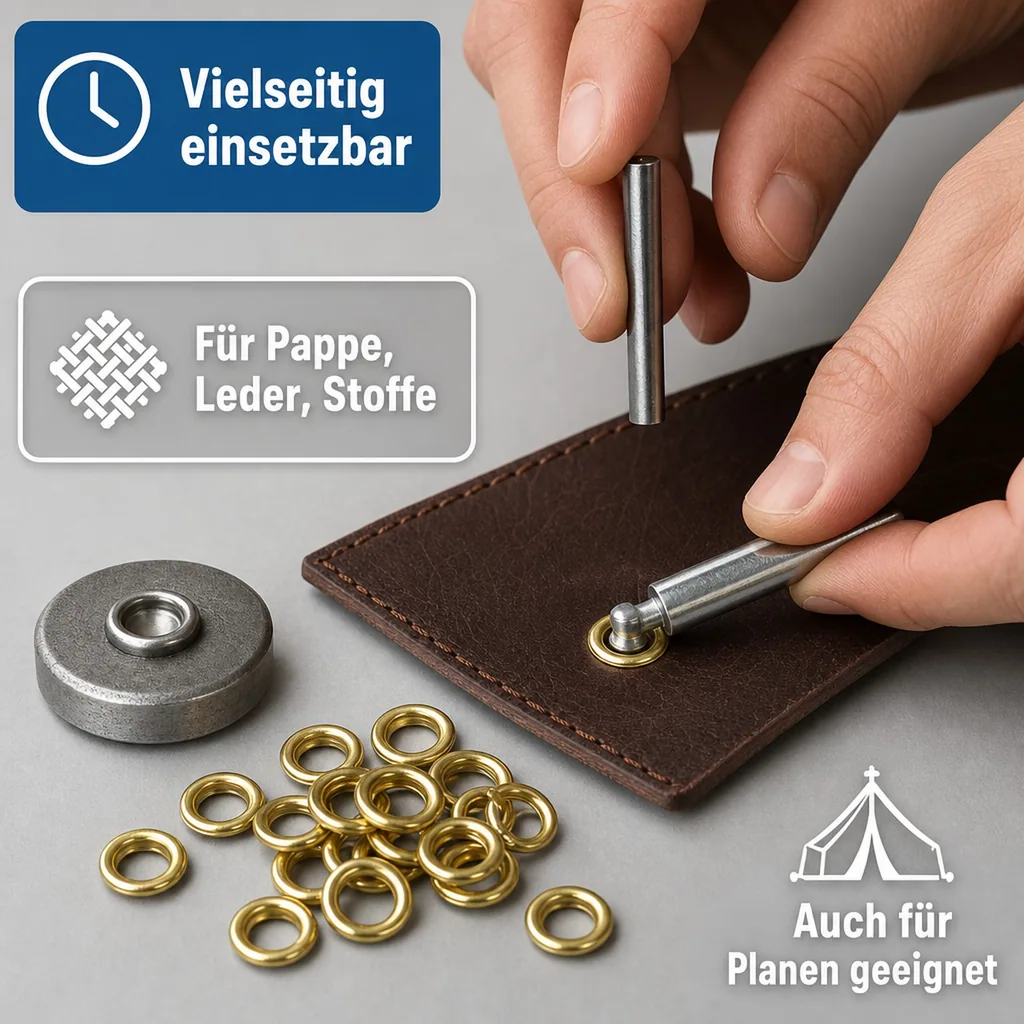 Ösen Set mit Stanzwerkzeug, 11mm, 15-teilig