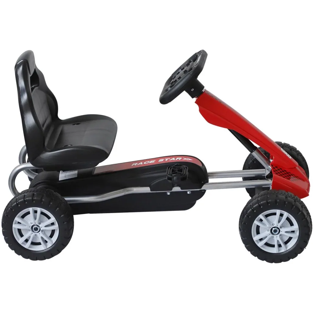 Go-Kart für Kinder Tretfahrzeug Tretauto Kinderfahrzeug mit Pedalen 4 Räder Metall + Kunststoff Rot 3-8 Jahre