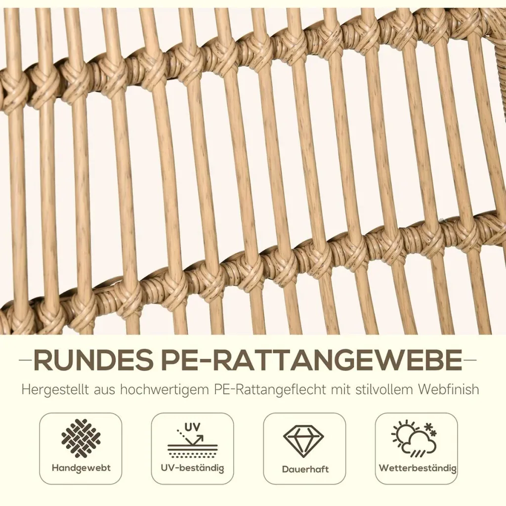 Poly Rattan Gartenbank 2 Sitzer Gartenmöbel Lounge Sofa Klappbare Armlehnen Stahl Grau 129 x 66 x 67 cm